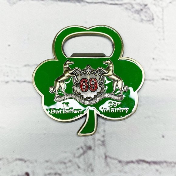 Fighting 69th New York Infantry Clover Bottle Opener 2.5” Challenge Coin Diecast - Picture 4 of 8